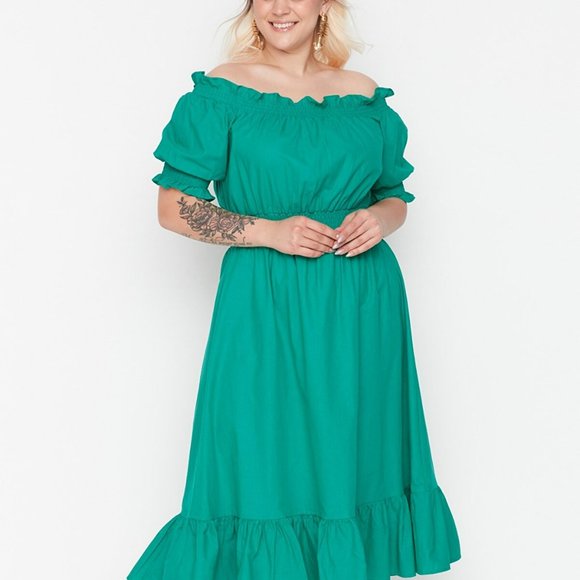 NEW PLUS SIZE CURVE OFF SHOULDER SUMMER MIDI DRESS TBBSS22EL1634 - Picture 6 of 8